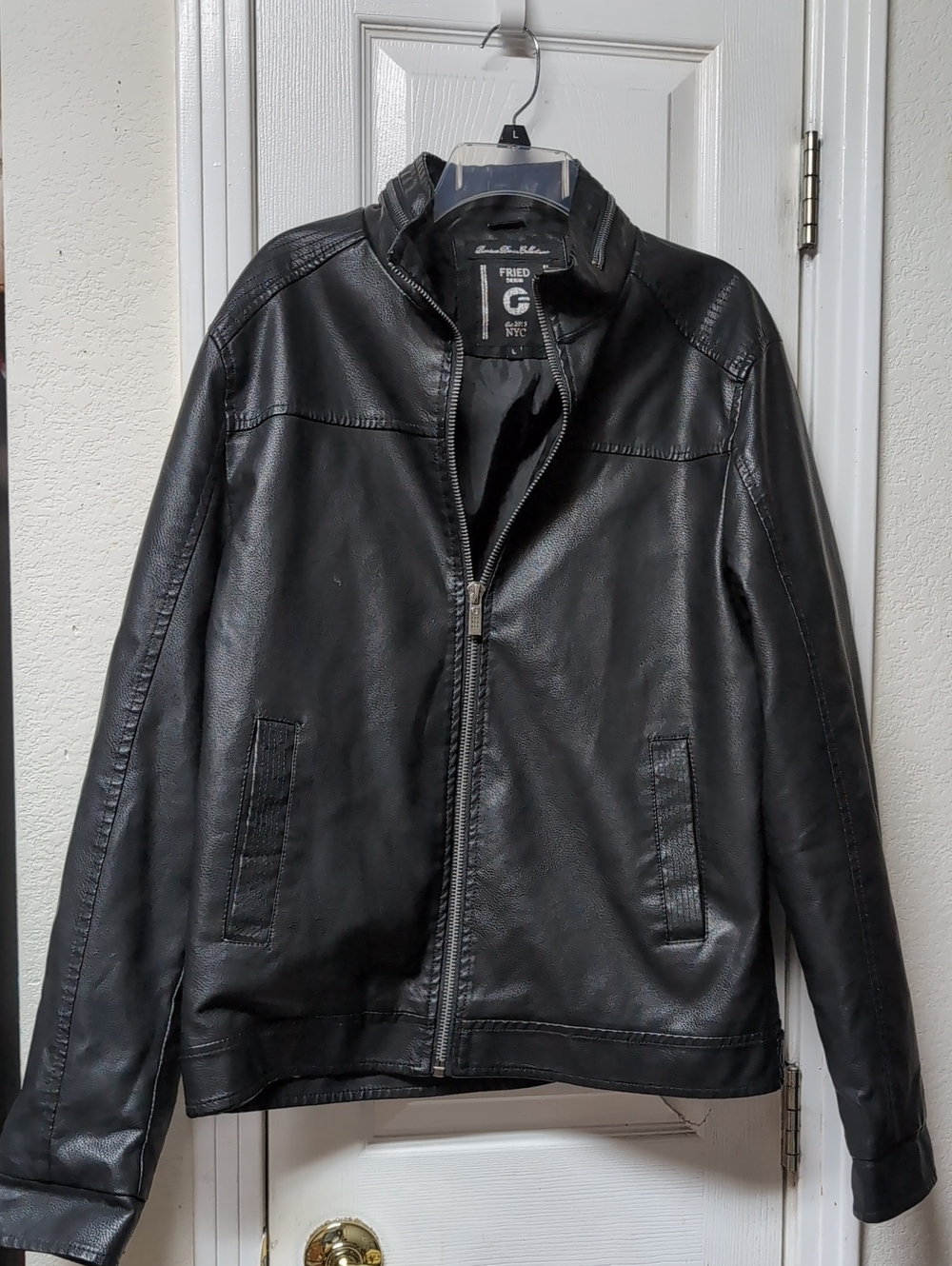 Fried Genuine Leather Black Men's Jacket - Classic Zip Front